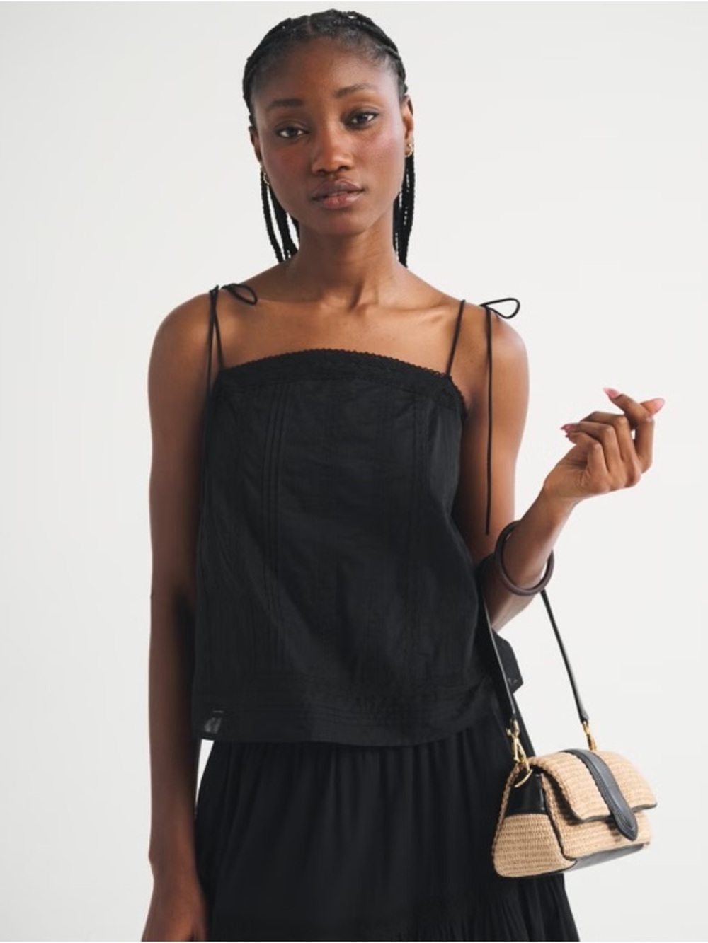 ABERCROMBIE & FITCH Lace-Trim Tie-Strap Cami
